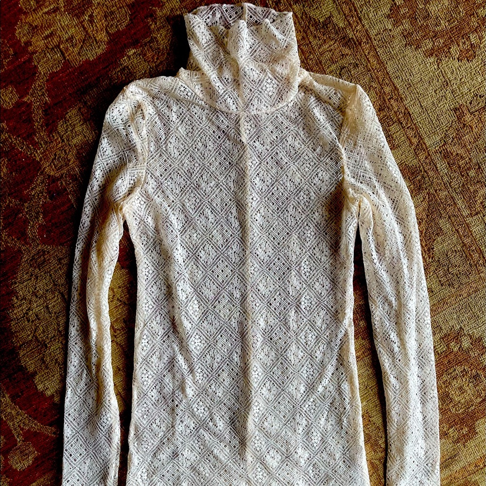 Free People ivory lace turtleneck